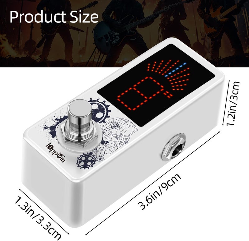IOppWin LT-910 Chromatic Tuner with LED Display & Precise Strobe Mode (0.1% Accuracy) - Metal Shell, True Bypass, Compact Design for Guitar/Bass/Violin - Image 2